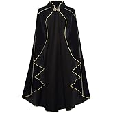 GRAJTCIN Women's Medieval Cloak Stand Collar Deluxe Velvet Gold Trim Renaissance Cape for Adult
