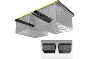 Koova Heavy-Duty Overhead Garage Storage Rack for 2 Bins. Adjustable Width, 80lb Capacity. DIY Safe Ceiling Mount, Easy Install. Fits 27-Gallon Totes. USA Made Pro-Grade Steel. Space Saving Organizer