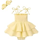 YOUNGER TREE Baby Girl Clothes Infant Summer Romper Dress Sleeveless Bodysuit Jumpsuit with Headband Toddler Outfits