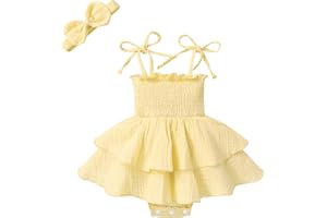YOUNGER TREE Baby Girl Clothes Infant Summer Romper Dress Sleeveless Bodysuit Jumpsuit with Headband Toddler Outfits