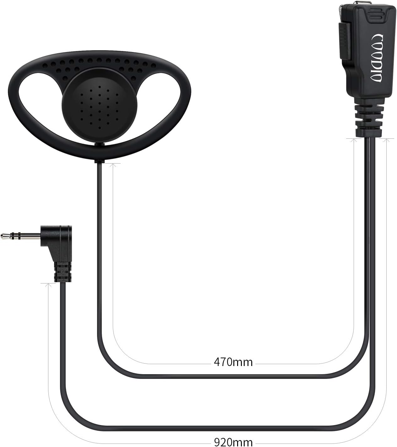 COODIO Lot 2 x D-Ring Earpiece Police Security Headset inline PTT Mic Microphone For 1 Pin Motorola TLKR 2 Way Radio Walkie Talkie - Image 4