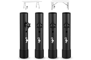 YUEYIN Table Leg Extensions for Straight Leg/Bent Leg Folding Table, Metal Folding Table Leg Extenders, Rubber Base for More Stability, 2 Levels/Heights Adjustable Risers (3.6"/ 5.2"(4 Pack))