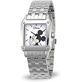 Disney Officially Licensed Mickey Mouse Watch – Stylish Mickey Mouse Watches for Women – Classic & Elegant Watch Fans – Women's Square Watches with White Dial & Silver Strap