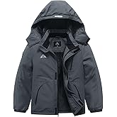 IDTALHZY Kid's Ski Jacket Waterproof Winter Coat Boy's and Girl's Fleece Snowboarding Jackets with Detachable Hood