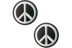 2 Pcs World Peace Sign Logo Patch Hook and Loop Embroidered Applique Anti War Love Peace Sew on Badge Symbol Emblem for Backp