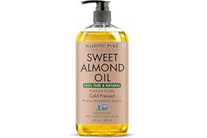 Majestic Pure Sweet Almond Oil, Triple A Grade Quality, Pure and Natural from Spain, Cold Pressed, (Packaging May Vary) - 8 f