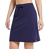 baleaf Women's Skorts Skirts 20" Knee Length Cotton Casual High Waist Drawstring Modest Golf Skort with Pocket