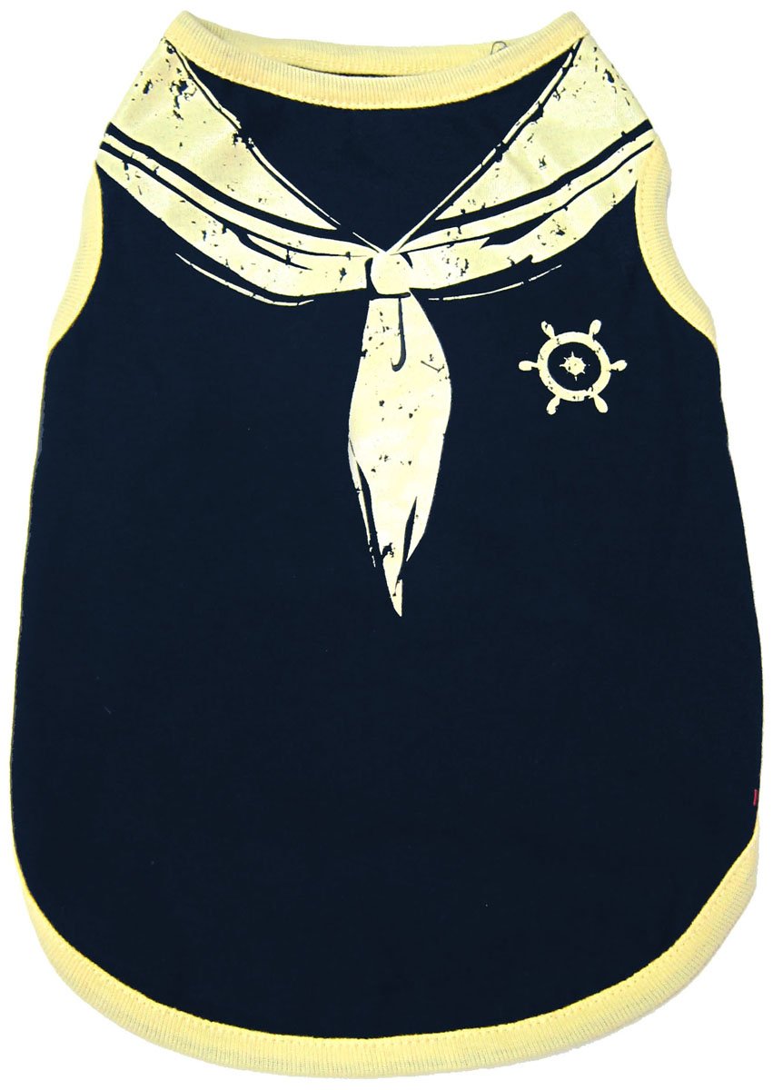 Happy Puppy Blue Sailor Tank Dog Top, Medium