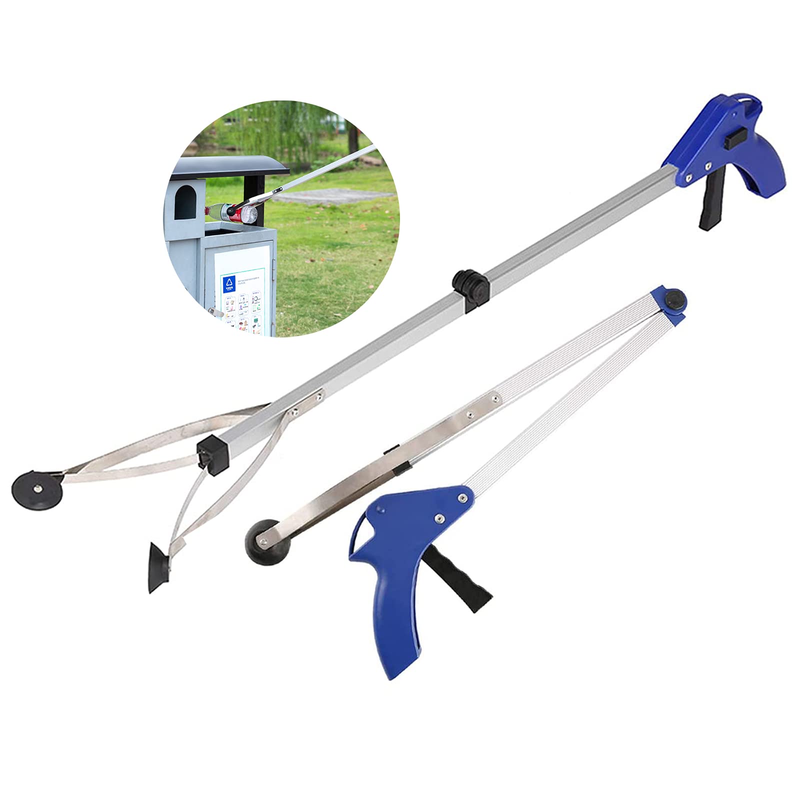 Anjing Folding Picker 32.5" Long Reacher Tool Aluminum Alloy Litter Picker Grabber Gripper