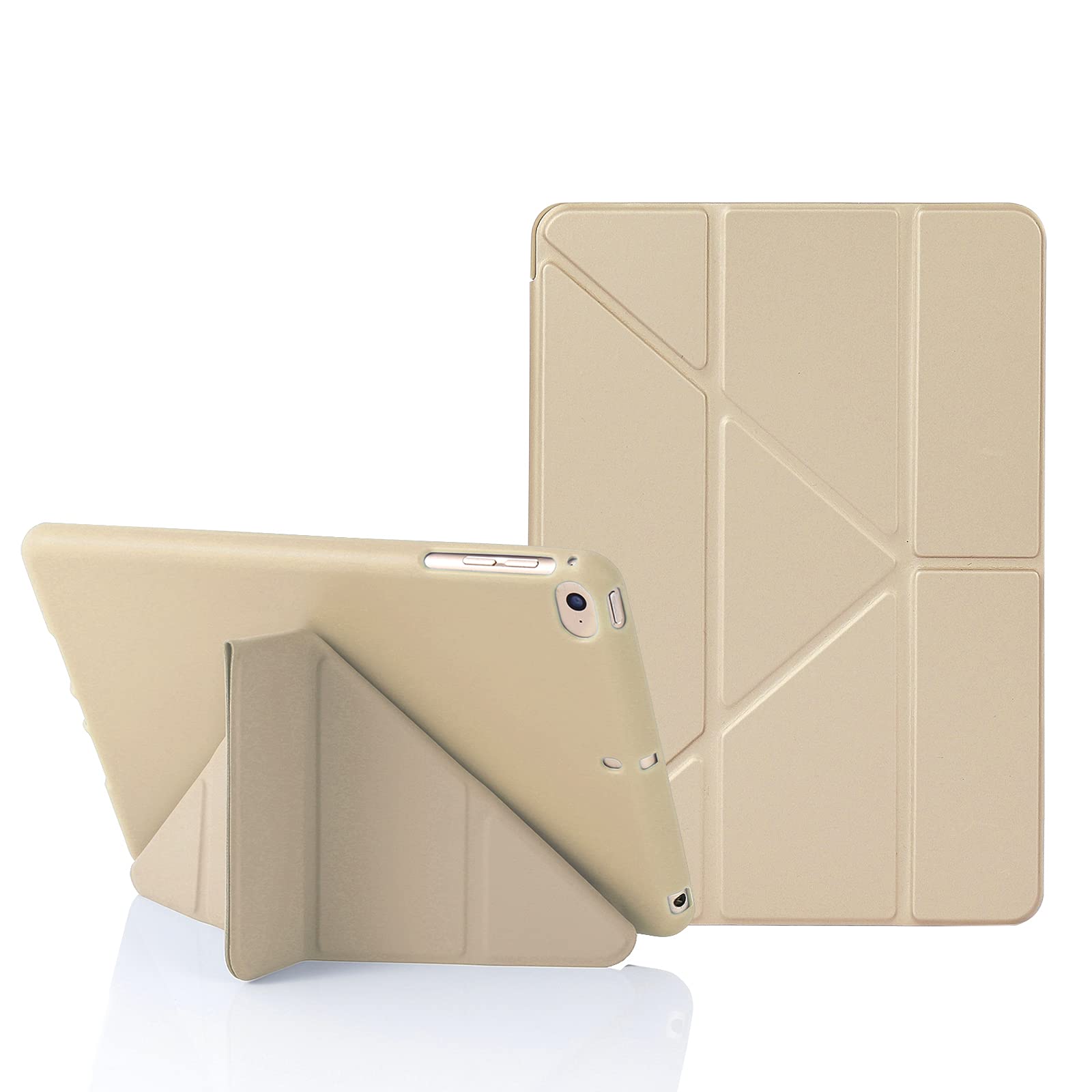 MuyDoux Origami Case for iPad mini 5 4 3 2, iPad Mini Case 7.9 Inch, 5-in-1 Multiple Viewing Angles, Smooth Front Cover & Shockproof Soft Flexible Back, Auto Sleep/Wake, Beige