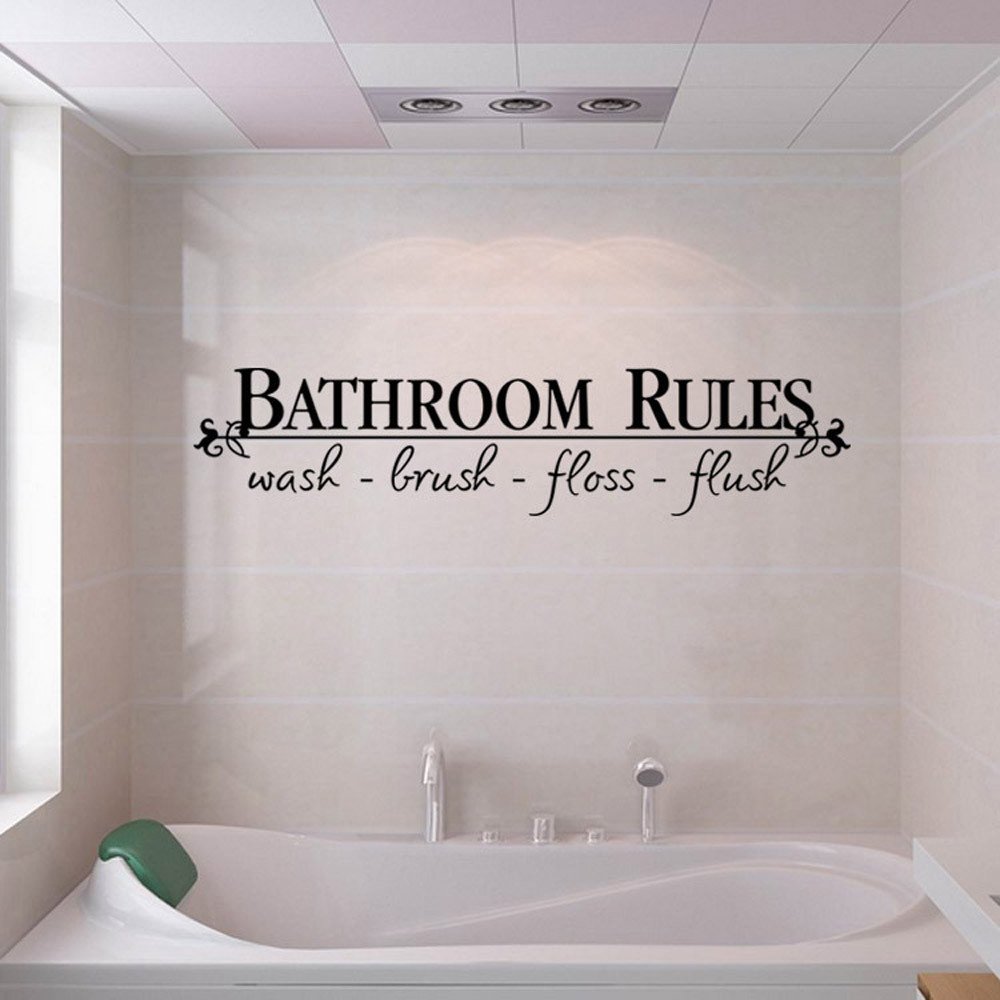 Peel & Stick Vinyl Sheet DIY Photo Gallery Frame Decor Sticker Koolsants Bathroom Rules Wall