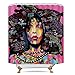 Riyidecor Afro African American Shower Curtain Rock Colorful Watercolor Black Hair Girl Lady Pink Trendsetter Decor Bathroom Set Polyester Waterproof 72x72 Inch with Free Plastic Hooks 12-Pack