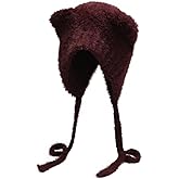 ZLYC Women Crochet Hat Knit Cat Ear Slouchy Beanie Cute Vintage Grunge Fuzzy Hat