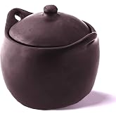 Ancient Cookware, Tall Chamba Clay Stew Pot, 4 Quarts
