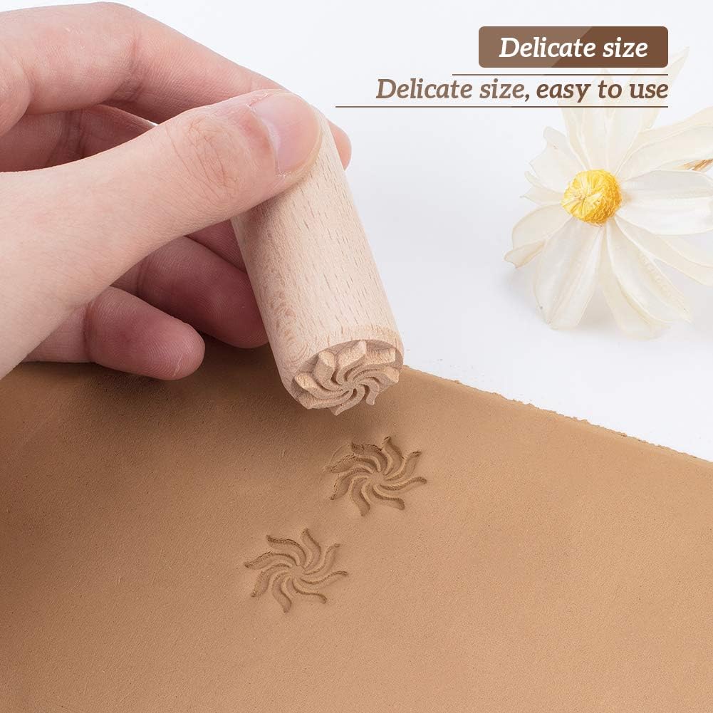 OLYCRAFT 7Pcs Wood Stamp Wood Pottery Tools Stamps Column Wooden Stamps Clay stamps Wood Stamps with Mixed Patterns Wooden Handle Pottery Tools Set for Clay Ceramic Birthday Presents-50 x 20mm - Image 5