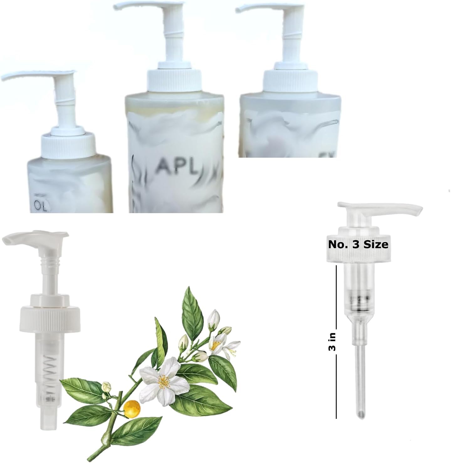 Dispenser Pumps Compatible with Olaplex No. 4 Shampoo, No. 5 Conditoner, No. 3 Treatment, 100ml/250ml Size Bottles, Pumps Only, Ultra Essentials (One White Pump, 100ml) — image 1