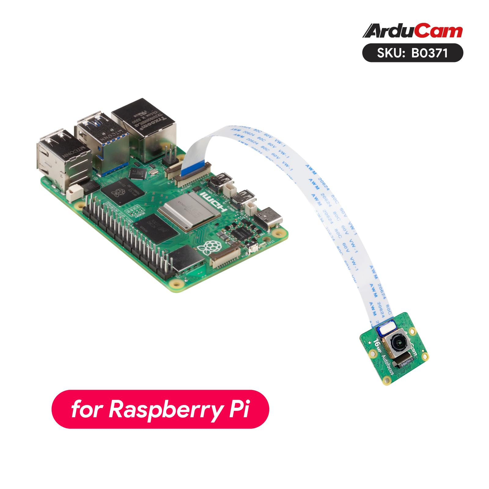 Arducam IMX519 Módulo de cámara de enfoque automático para Raspberry Pi, cámara AF Pi de 16MP compatible con Raspberry Pi 5/4B/3B+, cero 2 W Arducam IMX519 Módulo de cámara de enfoque automático para Raspberry Pi, cámara AF Pi de 16MP compatible con Raspberry Pi 5/4B/3B+, cero 2 W