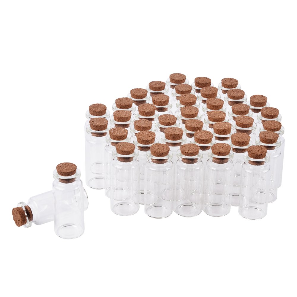 SHiZAK 40 pack 10 ml Mini Glass Jars Bottles with Cork Stoppers Clear Wish Bottles Cosmetics Container for DIY Arts Crafts Decoration, Weddings Favors Accessories