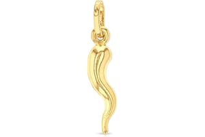 Ioka - 14K Yellow Gold Cornicello Italian Horn Charm Tiny Size Good Luck Pendant For Necklace or Chain