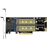GLOTRENDS PA21 Dual M.2 NVMe to PCIe 4.0 X8 Adapter Without PCIe Bifurcation Function, Support 22110/2280/2260/2242/2230 Size