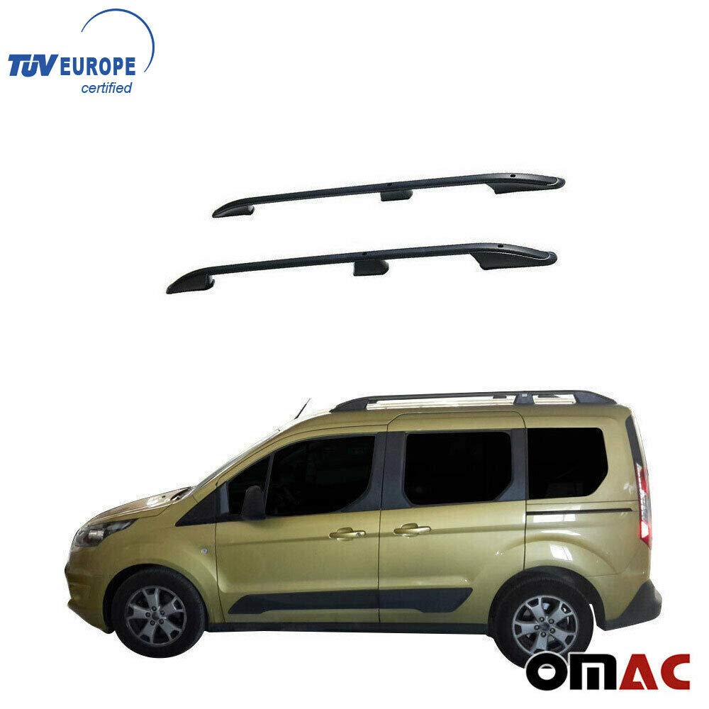 OMAC USA Roof Racks Lockable Carrier Cargo Racks Rail Aluminium Black Set 2 Pcs for Ford Transit Connect 2014-2019 with TUV CERT