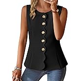 Cicy Bell Womens Summer Sleeveless Blazer Vests Dressy Button Down Fitted Round Neck Waistcoat Work Office Suit Tops