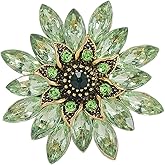 Sparkling Rhinestone Flower Brooch Pin Fashion Crystal Sunflower Brooch Floral Lapel Pins Red/Green/Purple/Pink Crystal CZ Broochs Large Flower Pin Clothes Hat Bag Dress Broochs Wedding Bridal Jewelry for Women