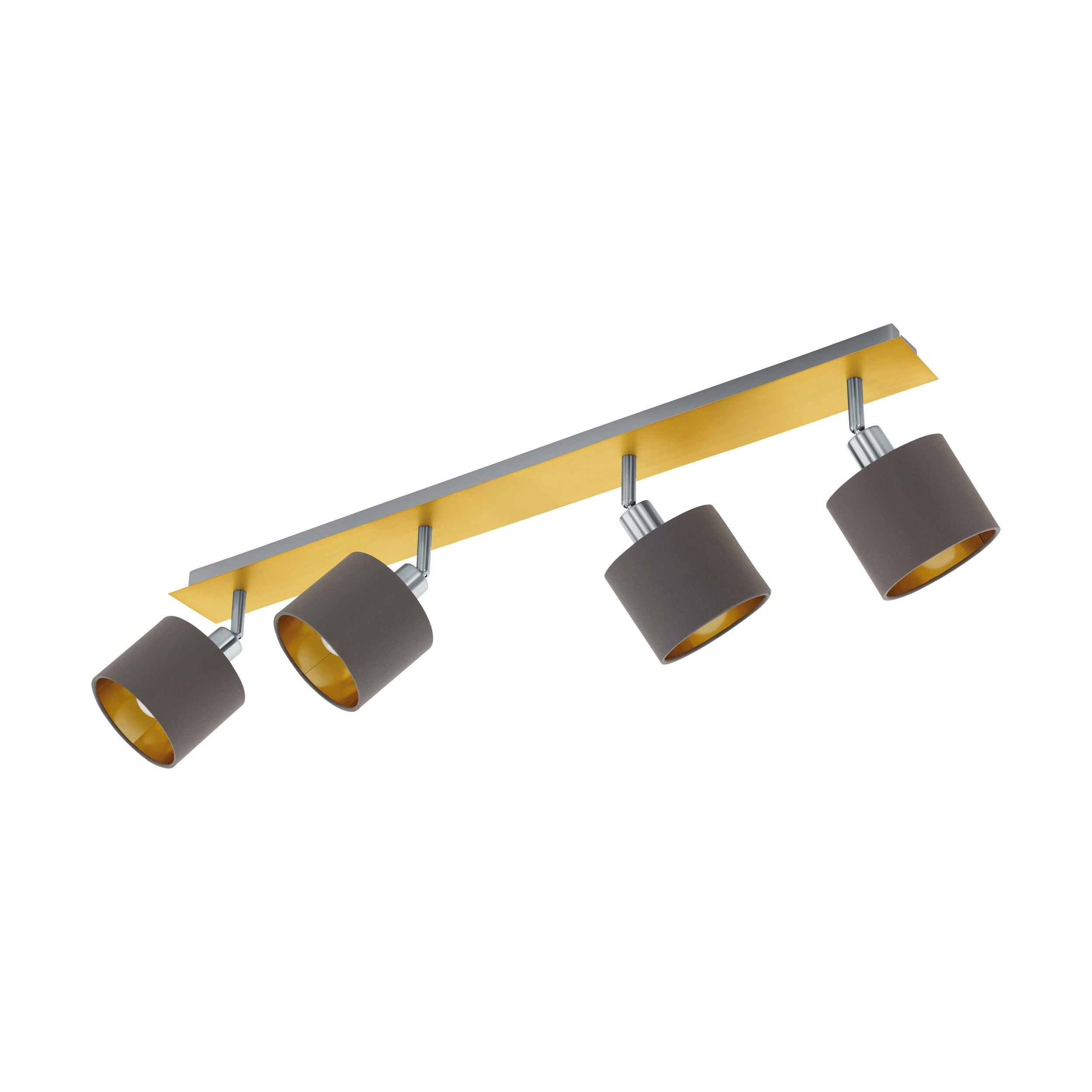 Eglo Ceiling Light Valbiano, 4-Light Ceiling Fixture, Ceiling Spotlight Made of Metal and Textile, Hallway lamp in Brushed Brass, Matte Nickel, Cappuccino, Gold, E14 spotlights