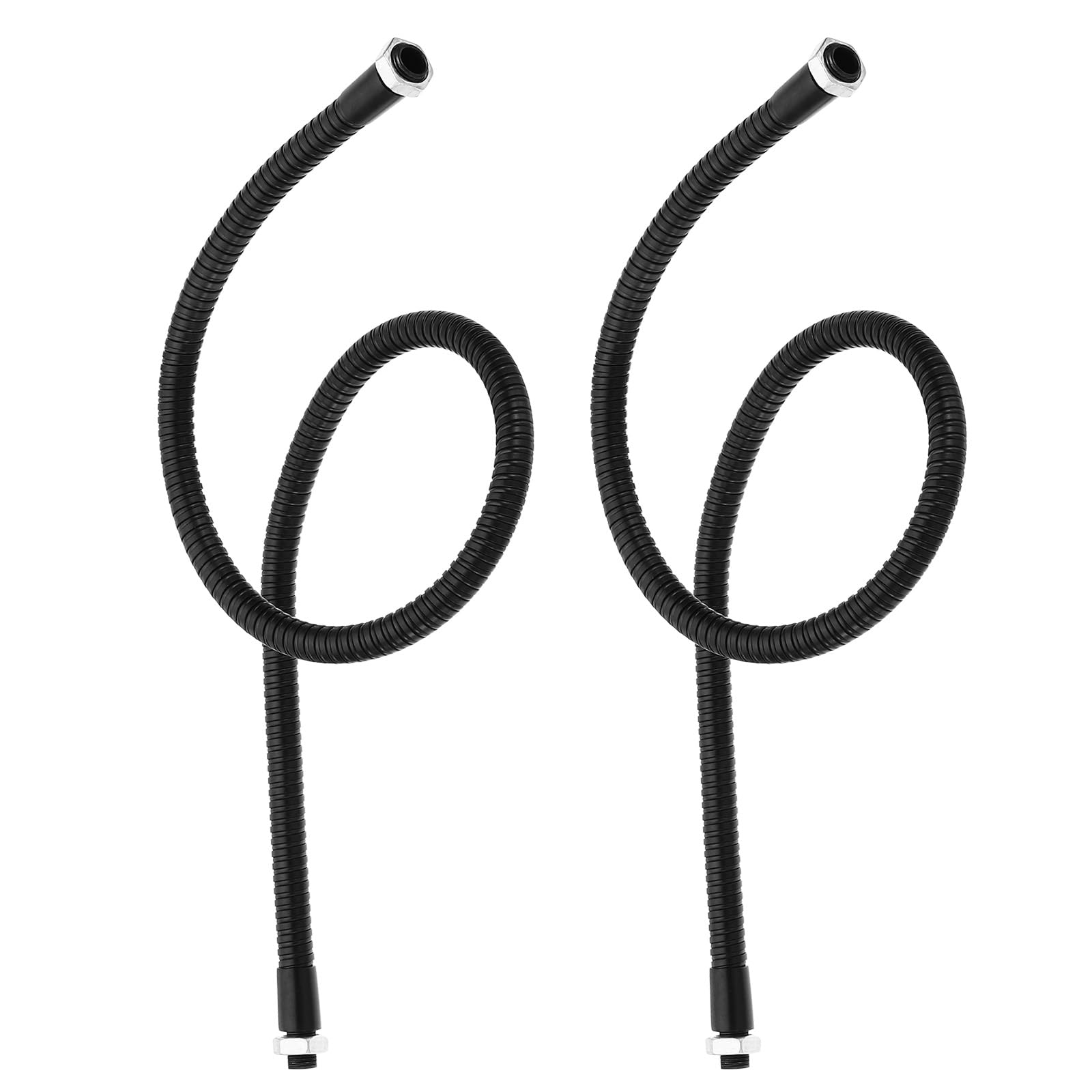 PATIKIL 23.6" Universal Gooseneck Hose, 2 Pcs M10 Fine Thread Bendable Metal Positioning Hoses Flexible Arm Tube Extension for DIY Equipment, Black