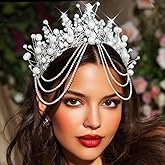 Kilshye Pearl Wedding Tiara Silver Rhinestone Bridal Crown Prom Hair Accessories for Women
