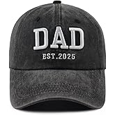2PCS Mom and Dad EST 2025 Hat for Women Men, Funny Adjustable Cotton Embroidered New Parents Gifts Baseball Cap