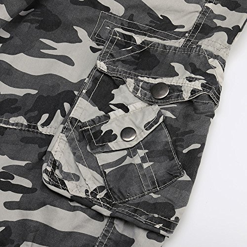 MODOQO Men's Tactical Cargo Shorts, Straight Multi-Pocket Cotton Relaxed Fit Outdoor Wear(Gray,36)