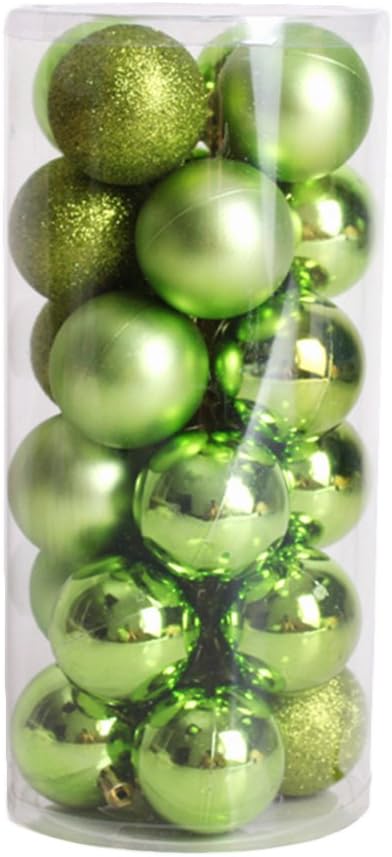Chic Chic 24pcs Boules De Noël Pour Décoration De Anniversaire 4cm Mats Et Brillantes Sapin Arbre De Noël Vert