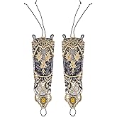 GORGECRAFT 2Pcs Bronzing Fingerless Gloves Women Vintage Gothic Floral Lace Steampunk Long Wristband Gold Black Beaded Handmade Gloves Bridal Bracelet Ring Mesh Cuff for Prom Halloween Cosplay