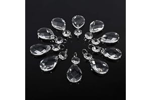 Acouto Glass Prisms Hanging Crystals for Chandelier 9×6×3 10pcs Clear Glass Crystal Prisms Chandelier Pendant Light Part Drop