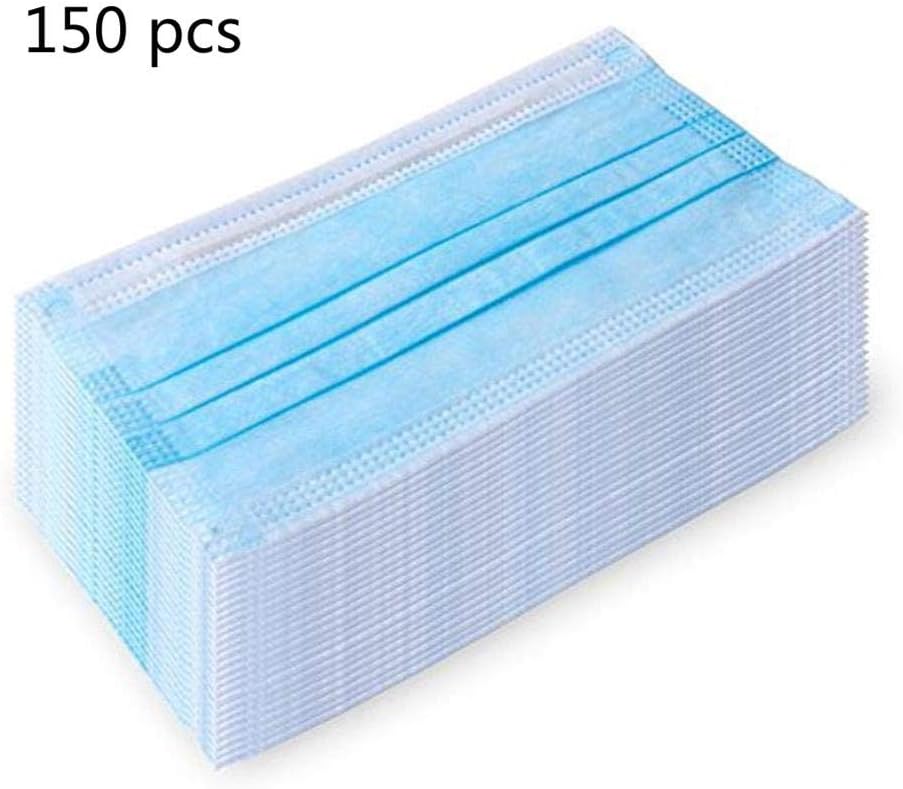 Disposable Ear Loop Face Masks, Hypoallergenic Thick 3-Ply Cotton Filter, Premium Medical Grade Face Mask Great for Virus Protection and Personal Health, 150 Pcs
