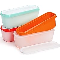 Peohud 3 Pack Ice Cream Containers, 1.5 Quarts Ice Cream Tubs with Lids, Freezer Storage Container for Sorbet, Frozen Yogurt