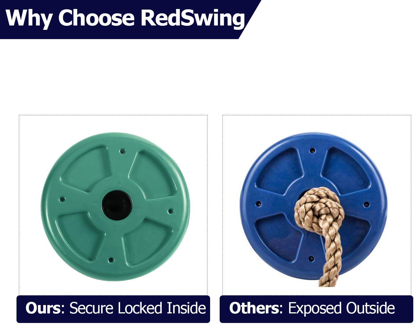 RedSwing Climbing Rope Swing for Trees, Heavy Duty Plastic Disc Swing Seat for Kids and Adults with Hanging Strap and Snap Hooks,Green