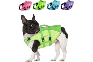 PETDSH Dog Life Jacket Medium, Reflective Dog Life Vest for Swimming Boating, Dog Swim Vest with Superior Buoyancy & Rescue Handle, Adjustable Dog lifejacket for Medium Dogs (Green,M)