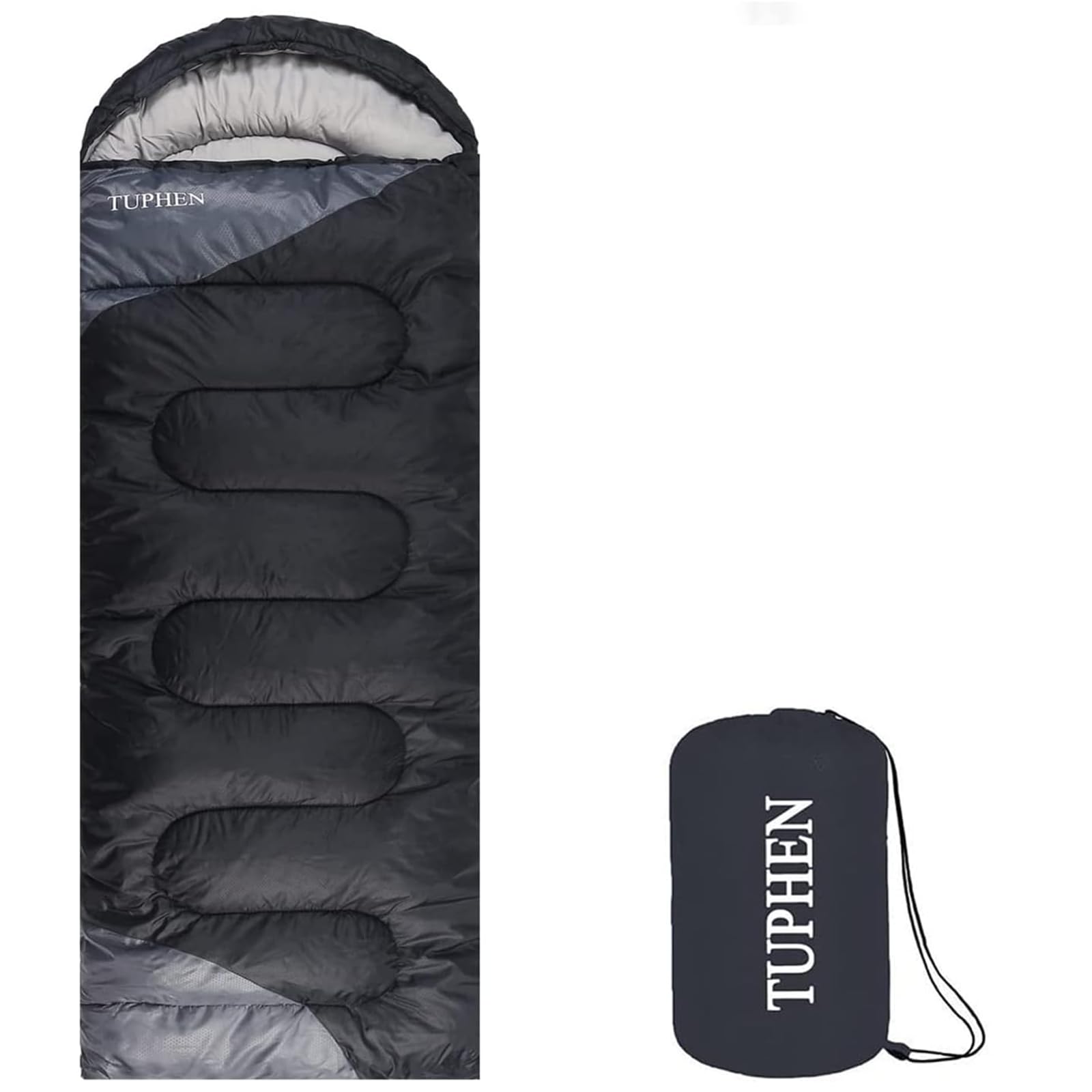 tuphen Sleeping Bag - 3-4 Seasons Camping Sleeping Bags for Adults for Hiking, Backpacking, Cold Weather & Warm Lightweight Travel Gear (Dark-gray, Single 86.61''x31.49'')
