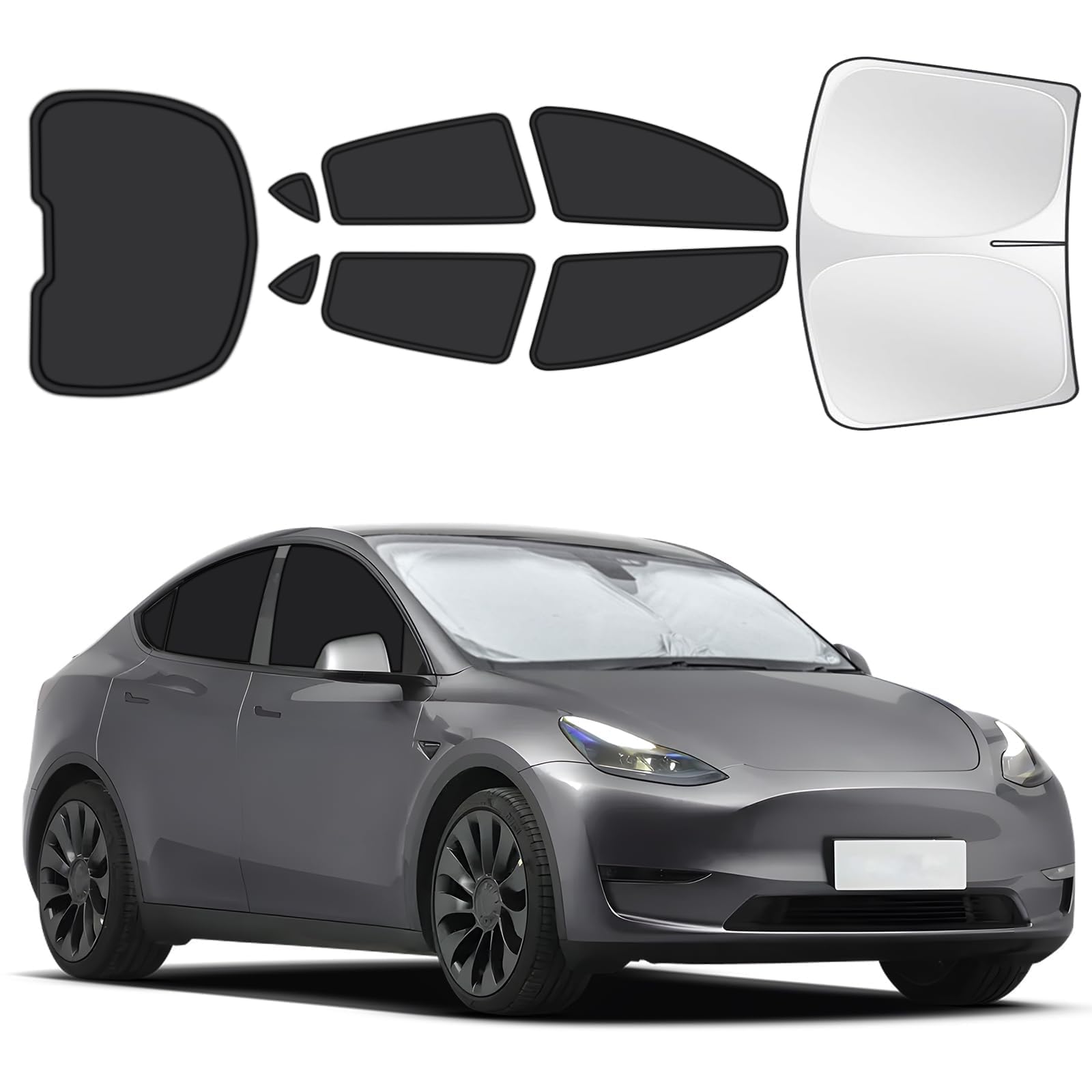 Photo 1 of Fit for Tesla Model Y 2020-2024 Car Window Shades, 8pcs Privacy Sun Shade Set for Front Windshield Side and Rear Windows, Full Window Covers Keeps Vehicle Cool for Camping Napping