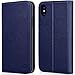 iPhone X Wallet Case ZOVER with Auto Sleep/Wake Function Genuine Leather Case Kickstand Feature Card Slots and Magnetic Closure for Apple Phone X Gift Box-Navy Blue
