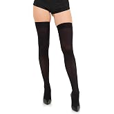 Sugar Sunday Women's Opaque Thigh High Stockings | Classic 70D Nylon Thigh Highs for Cosplay, Halloween, and Everyday Outfits