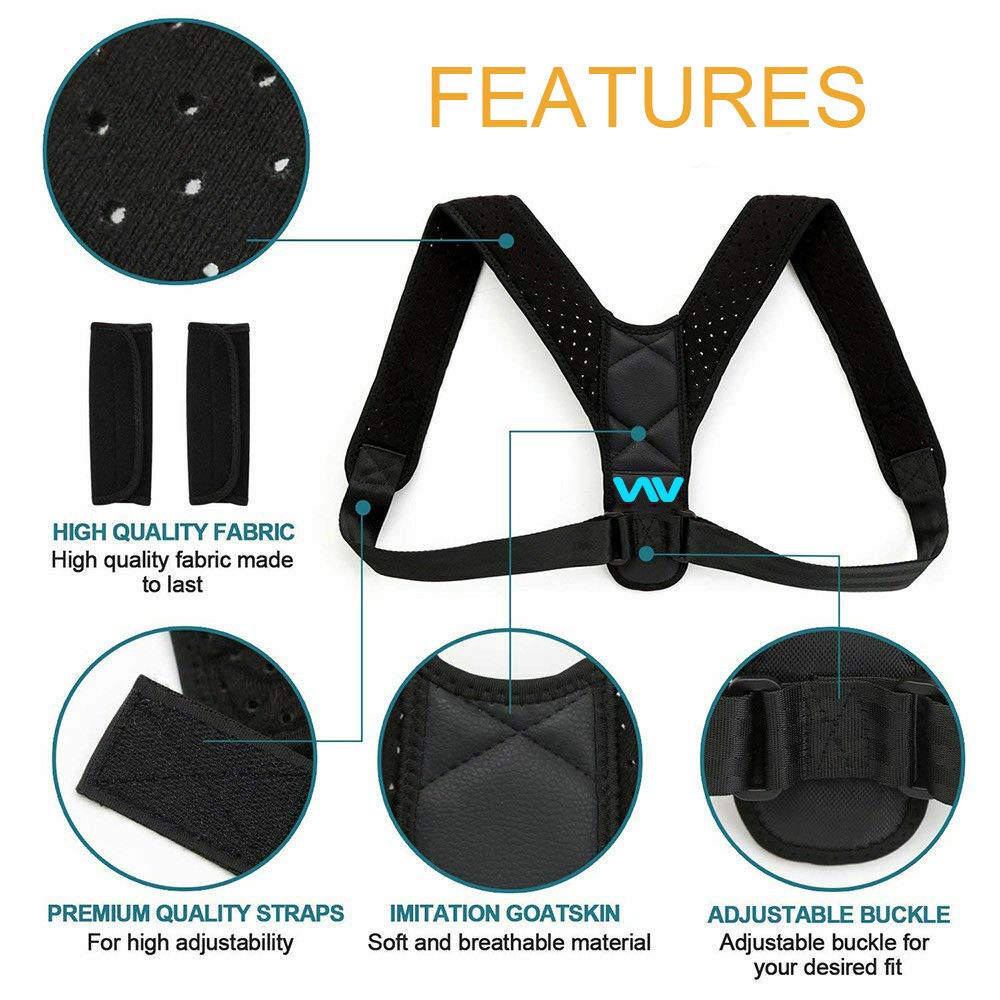 Posture Corrector for Women and Men - FDA Approved Adjustable Upper Back Brace for Clavicle Support and Pain Relief from Neck, Back & Shoulder - Correct Slouching, Hunching & Bad Posture