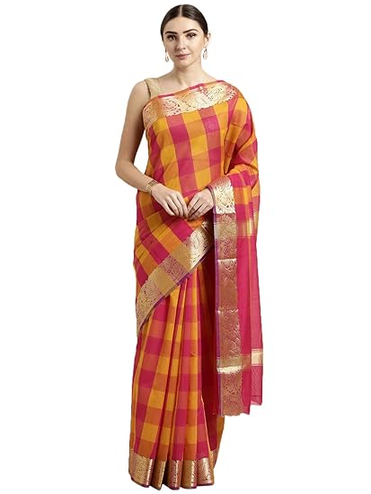 Womens Blended Cotton Saree (CCOPSC13814; Multicolor)