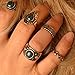 SUNSCSC Vintage Retro Gemstone Joint Knuckle Nail Ring Set of 5 Rings