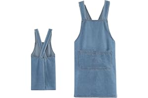 Adult Cross Back Apron, 2026 New Lightweight Cotton Adult Apron, Denim Kitchen Apron for Women Men with Front Pocket