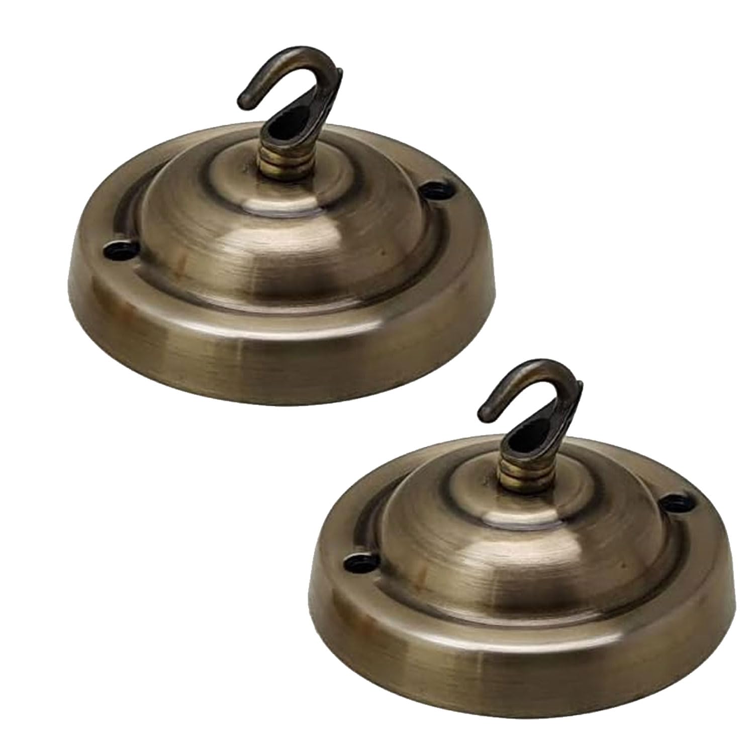 LEDSone Ceiling Rose Hook Plate Vintage Green Brass Metal 10.5 cm 2 Pack Antique Single Out Side Fitting with Accessories for Chandliers Pendant Lights Wall Lamps Hanging Lights Planters Decorations