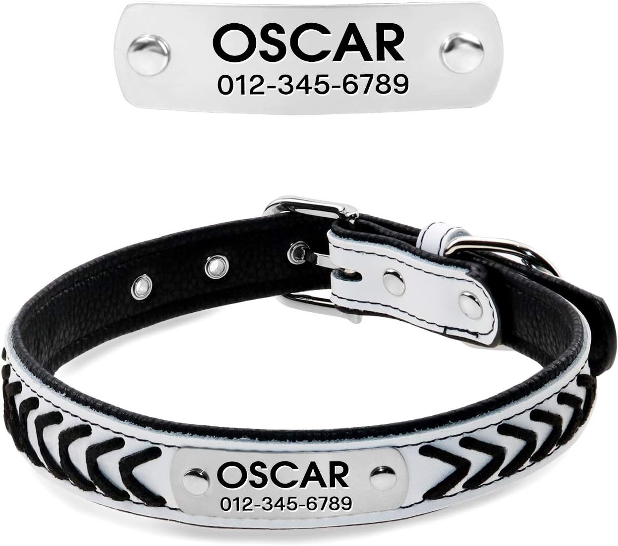 dog collar name plate built in