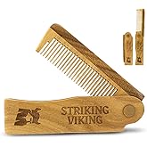 Striking Viking Folding Wooden Comb - Men's Hair, Beard & Mustache Comb - Pocket Sized Sandal Wood Comb for Everyday Grooming